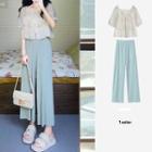 Short-sleeve Frill Trim Blouse / Wide Leg Pants / Set