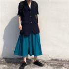 Elbow-sleeve Blazer / Midi A-line Skirt