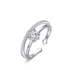 Cubic Zirconia Open Adjustable Ring Silver - One Size