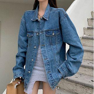 Button Denim Jacket / Mini Sheath Tank Dress