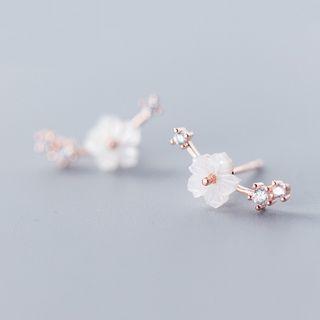 925 Sterling Silver Shell Flower Earring