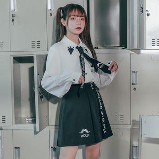 Embroidered Shirt / Mini A-line Skirt