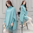 Turtleneck Fringed Cape