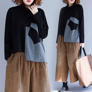 Panel Color Block Asymmetrical T-shirt