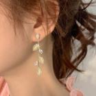 Leaf Rhinestone Faux Cat Eye Stone Alloy Dangle Earring