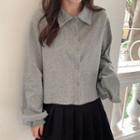 Polo Long-sleeve Plain Single-breasted Top