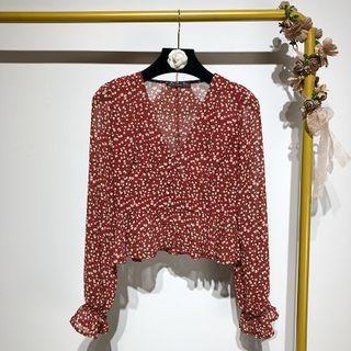 Floral Print Chiffon Bell-sleeve Blouse