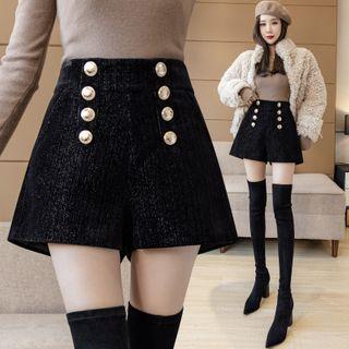 Double-breasted Fringed Shorts