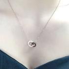 Interlocking Hoop Rhinestone Pendant Necklace 1pc - Rose Gold & Green - One Size