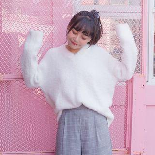 V-neck Furry Sweater