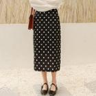 Dotted Straight Fit Midi Skirt