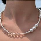 Faux Pearl Beaded Necklace White - One Size