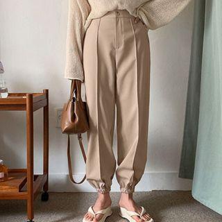 Seam-trim Banded-hem Pants