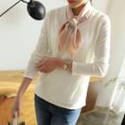 Crew-neck Pastel-color Ribbed T-shirt