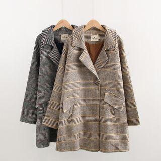 Houndstooth One-button Coat