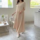 Satin-panel Maxi Knit Dress