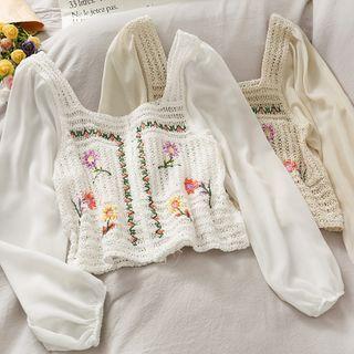 Patchwork Embroidered Knit Top