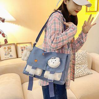 Buckled Two-tone Canvas Crossbody Bag