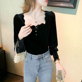 Square Neck Velvet Cropped Top
