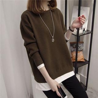 Mock Two Piece Contrast Trim Sweater