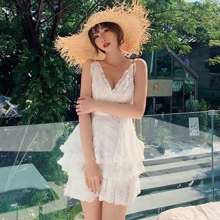 Spaghetti Strap Mini A-line Tiered Dress