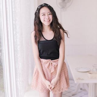 Mesh Panel Tank Top Black - One Size