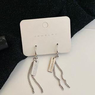 Lettering Drop Earring 1 Pair - Silver - One Size