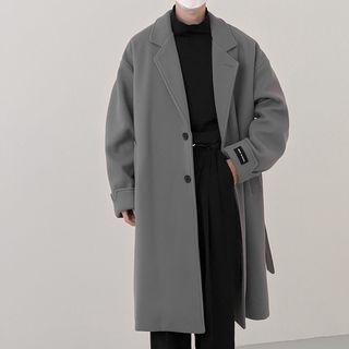 Applique Single-breasted Midi Coat