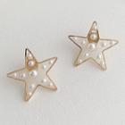 Star Faux Pearl Acrylic Alloy Earring 1 Pair - Clip On Earring - Star - Gold - One Size