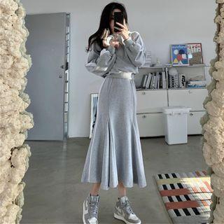 Cropped Hoodie / Midi Mermaid Skirt