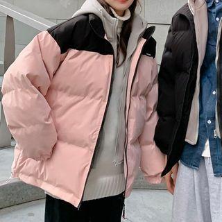 Couple Matching Two-tone Zip Padded Jacket