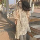 Elbow-sleeve Lace Light Long Jacket Almond - One Size