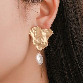Irregular Alloy Faux Pearl Dangle Earring 1 Pair - 1903 - 01 - Gold -