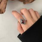 Agate Rhombus Alloy Ring J2528 - Silver - One Size
