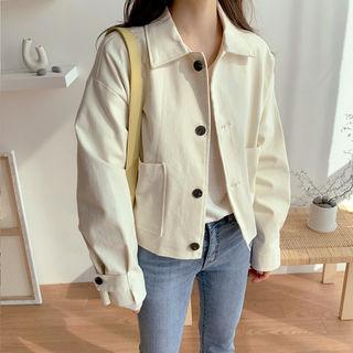 Drop-shoulder Buttoned-cuff Jacket