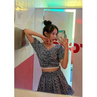Ruched Paisley Crop Blouse