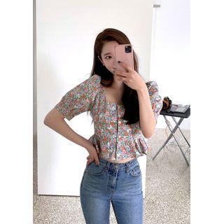 Floral Peplum Midriff Blouse
