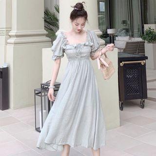 Off-shoulder Plain Chiffon A-line Dress As Shown In Figure - One Size
