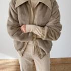 Faux-fur Reversible Jacket Beige - One Size