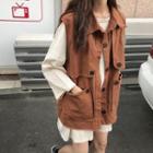 Buttoned Vest / Long-sleeve Long T-shirt