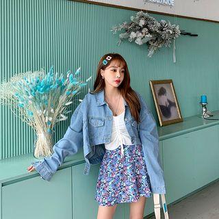 Dip-back Oversized Denim Jacket Light Blue - One Size