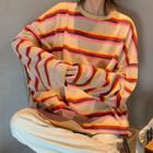 Long-sleeve Striped T-shirt Stripe - Almond - One Size