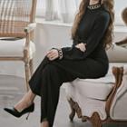 Long-sleeve Chain Wide-leg Jumpsuit