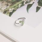 Cat Eye Stone Leaf Open Ring 1 Pcs - Ring - Light Green - One Size