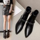 Low Heel Chained Short Boots