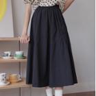 High-waist Shirred Midi A-line Skirt