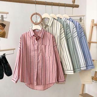 Asymmetrical Striped Button Up Shirt