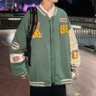 Two-tone Embroidered Zip-up Jacket