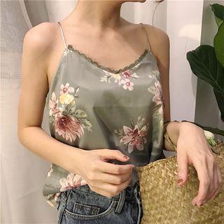 Lace Trim Floral Print Camisole Top