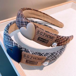 Lettering Applique Heart Plaid Headband